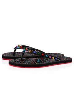 Christian Louboutin Flip Flops Spikes Black/mix Multi Rubber 