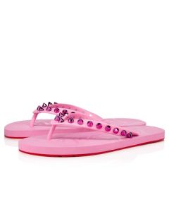 Christian Louboutin Flip Flops Spikes Confettis/metal Fuxia Rubber