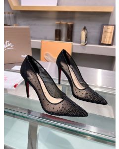 Christian Louboutin Follies Strass 105mm Pumps Net Suede Calf And Strass Black