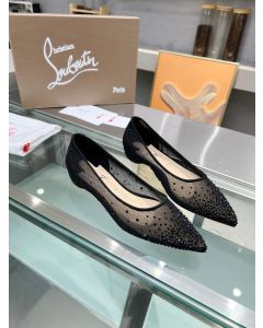 Christian Louboutin Follies Strass Flats Mesh Black