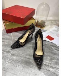 Christian Louboutin Follies Strass Pumps 100mm Glitter Black