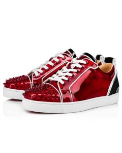 Christian Louboutin Fun Louis Junior Spikes Flat Version Loubi/black Leather