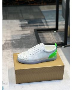 Christian Louboutin Fun Louis Junior Spikes Sneakers White Fluo Green