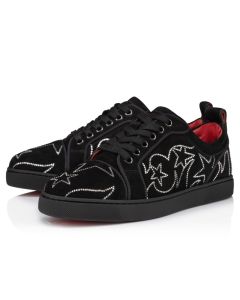 Christian Louboutin Giddy Vieira Strass Sneakers Veau Velours And Strass Black