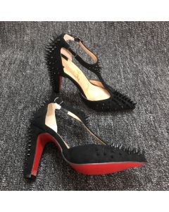 Christian Louboutin Goldostrap Spikes Pumps 100mm Veau Velours Black