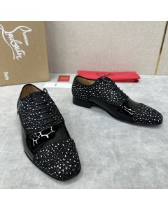 Christian Louboutin Greggo Oxford Patent Leather Rhinestones Black