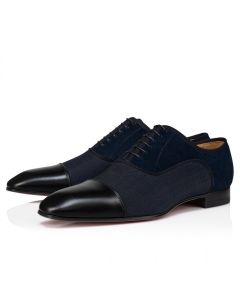 Christian Louboutin Greggo Oxfords Calf Leather Smart Fabric And Veau Velours Black