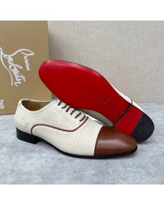 Christian Louboutin Greggo Oxfords Veau Velours Calfskin Leather Dark Brown