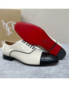 Christian Louboutin Greggo Oxfords Veau Velours Calfskin Leather White Black