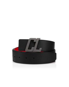 Christian Louboutin Happy Rui Cl Logo Belt 40mm Grained Calf Leather Black