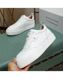 Christian Louboutin Happyrui Spikes Sneakers Calf Leather Sneakers White