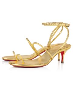 Christian Louboutin Hibaq 55 Mm Sandals Iridescent Nappa Leather Gold