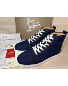 Christian Louboutin High-top Fun Louis Denim Blue Fabric 