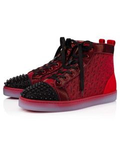 Christian Louboutin High-top Lou Spikes Orlato Black/loubi Polyester