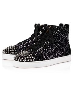 Christian Louboutin High-top Lou Spikes Orlato Black/silver Velvet