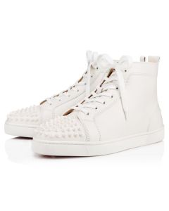 Christian Louboutin High-top Lou Spikes White/white Leather Sneaker