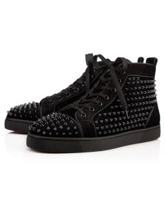 Christian Louboutin High-top Louis Orlato Men's Flat Black/black/bk Veau Velours