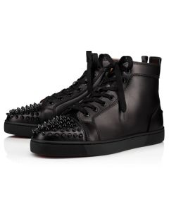 Christian Louboutin High-top Louis Spikes Black Calf Sneaker