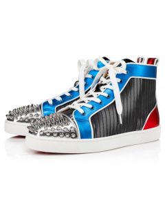 Christian Louboutin High Top Lou Spikes Orlato Version Multi Fabric 