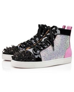 Christian Louboutin High Top Louis Strass Pik Pik Version Multi Suede Leather