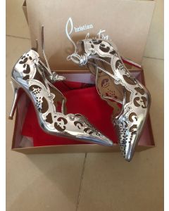 Christian Louboutin Impera Pumps Lasercut Metallic Leather Silver