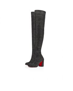 Christian Louboutin Jane Botta 85mm Boots Strass Boom Black