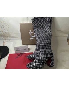 Christian Louboutin Jane Botta 85mm Tall Boots Strass Boom Black