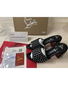 Christian Louboutin Jane Mule Strass Boum 85mm Mules Veau Velours And Strass Boom Black