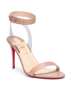 Christian Louboutin Jonatina 85 PVC Leather Sandals Nude