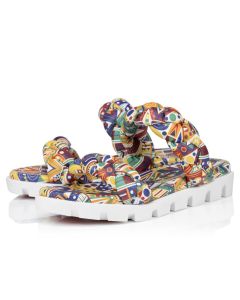 Christian Louboutin Just Brio Braid Sandals Wamims Printed Nappa Leather Multicolor