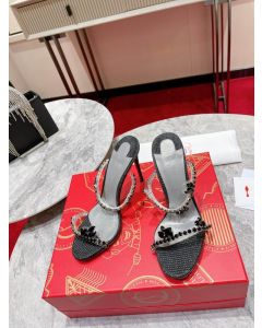 Christian Louboutin Just Queen 100 mm Mules Glitter Black