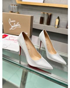 Christian Louboutin Kate 105mm Pumps Sequin Fabric Silver