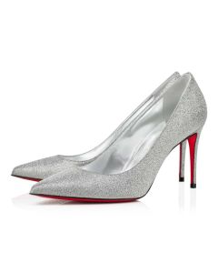 Christian Louboutin Kate 85 Mm Pumps Glittered Calf Leather Silver