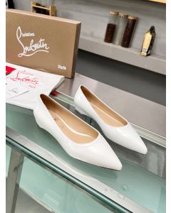 Christian Louboutin Kate Ballerina Flats Patent Leather White