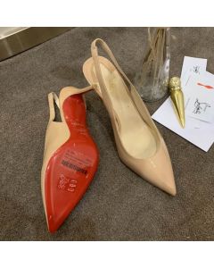 Christian Louboutin Kate Sling Pumps 80mm Patent Leather Nude