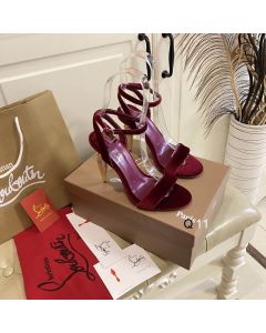 Christian Louboutin Lipqueen Sandals 100mm Velvet Burgundy