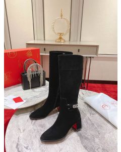 Christian Louboutin Lock Botta 70 mm Knee-High Boots Suede Black