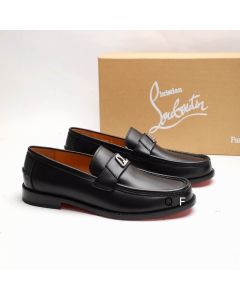 Christian Louboutin Logo Embellishment Loafers Calf Leather Black