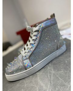 Christian Louboutin Lou Pik Pik 2 Orlato Sneakers Strass Embellished Silver