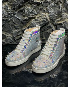 Christian Louboutin Lou Pik Pik 2 Orlato Women Sneakers Strass Embellished Silver