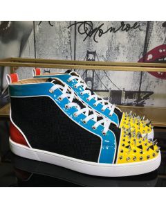 Christian Louboutin Lou Pik Pik Oralto Spiked High-top Sneakers Patent Leather Multi