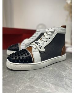 Christian Louboutin Lou Spike High Top Sneakers Calf Leather Multicolor