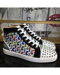 Christian Louboutin Lou Spike Orlato High-top Sneakers Cl Logo Calf and Suede Multicolor