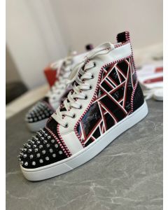 Christian Louboutin Lou Spikes Orlato Flat Patent Leather Multicolor