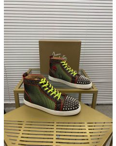 Christian Louboutin Lou Spikes Orlato High-top Sneakers Patent Leather and Canvas Multicolor