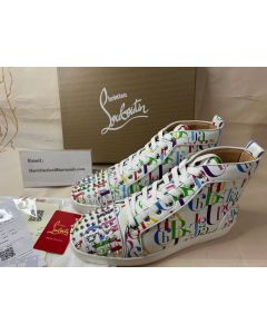 Christian Louboutin Lou Spikes White-multi/bianco Crepe Satin