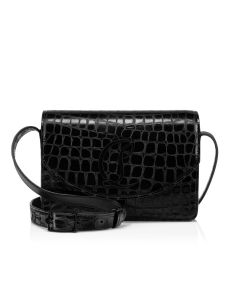 Christian Louboutin Loubi54 Crossbody Bag Alligator Embossed Calf Leather Black