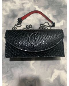 Christian Louboutin Loubi54 Crossbody Clutch Bag Patent Embossed Python Black