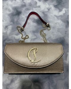 Christian Louboutin Loubi54 Crossbody Clutch Lizard-effect Leather Gold