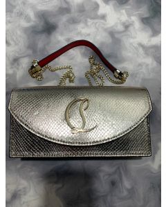 Christian Louboutin Loubi54 Crossbody Clutch Metallic Leather Gold